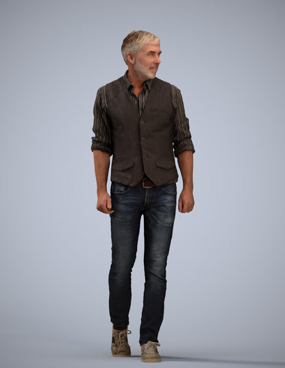 realistic 3D human man casual walking, archviz people FBX OBJ for Blender