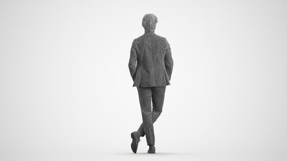 realistic 3D people man business standing, render-ready for V-Ray and Corona, FBX OBJ, wireframe front view