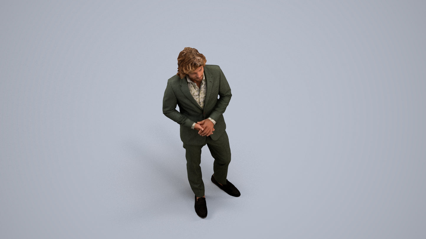 3D people model man business, scanned human for 3ds Max rendering, back view render
