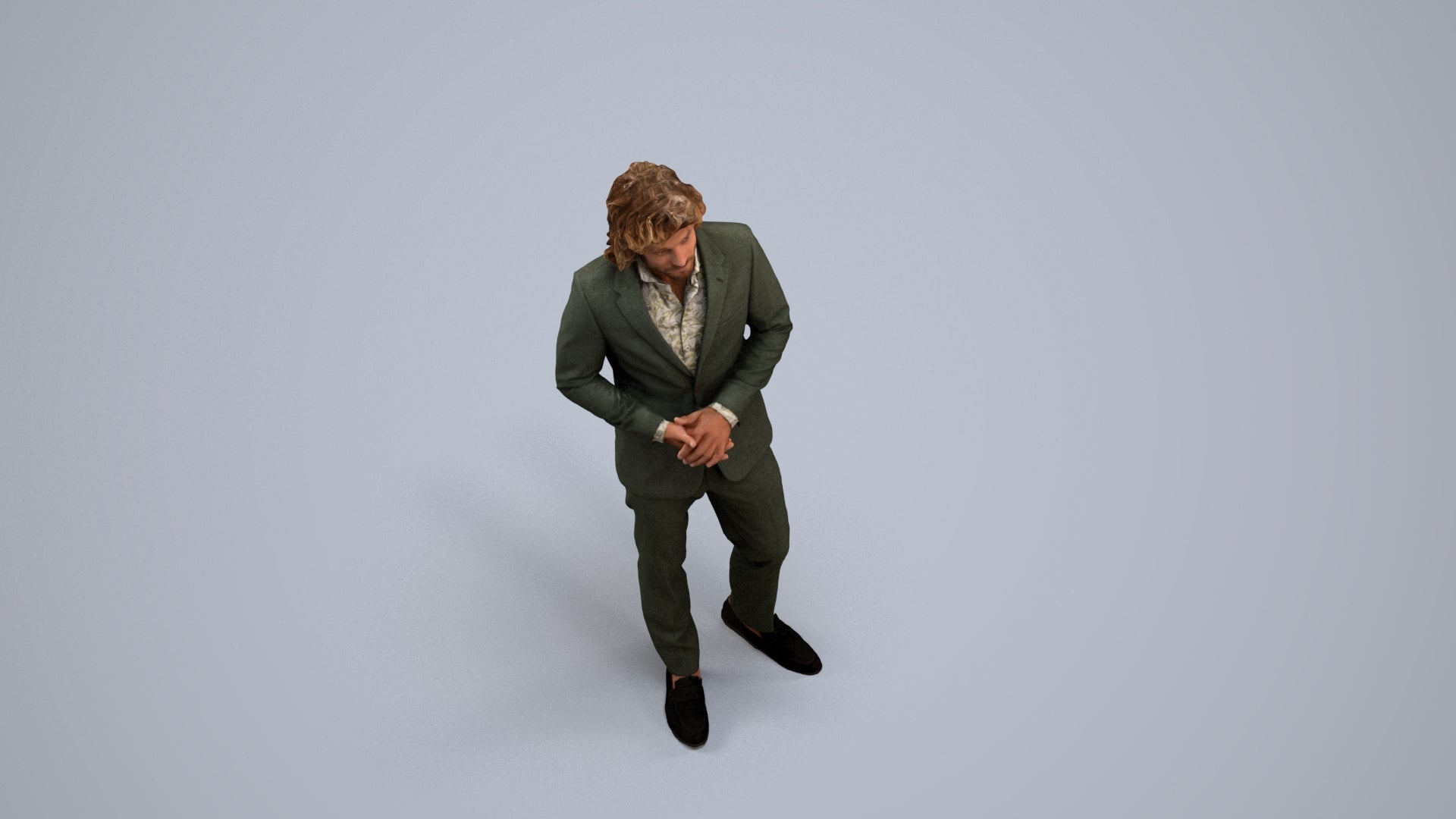 3D people model man business, scanned human for 3ds Max rendering, back view render