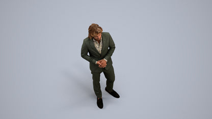 3D people model man business, scanned human for 3ds Max rendering, back view render