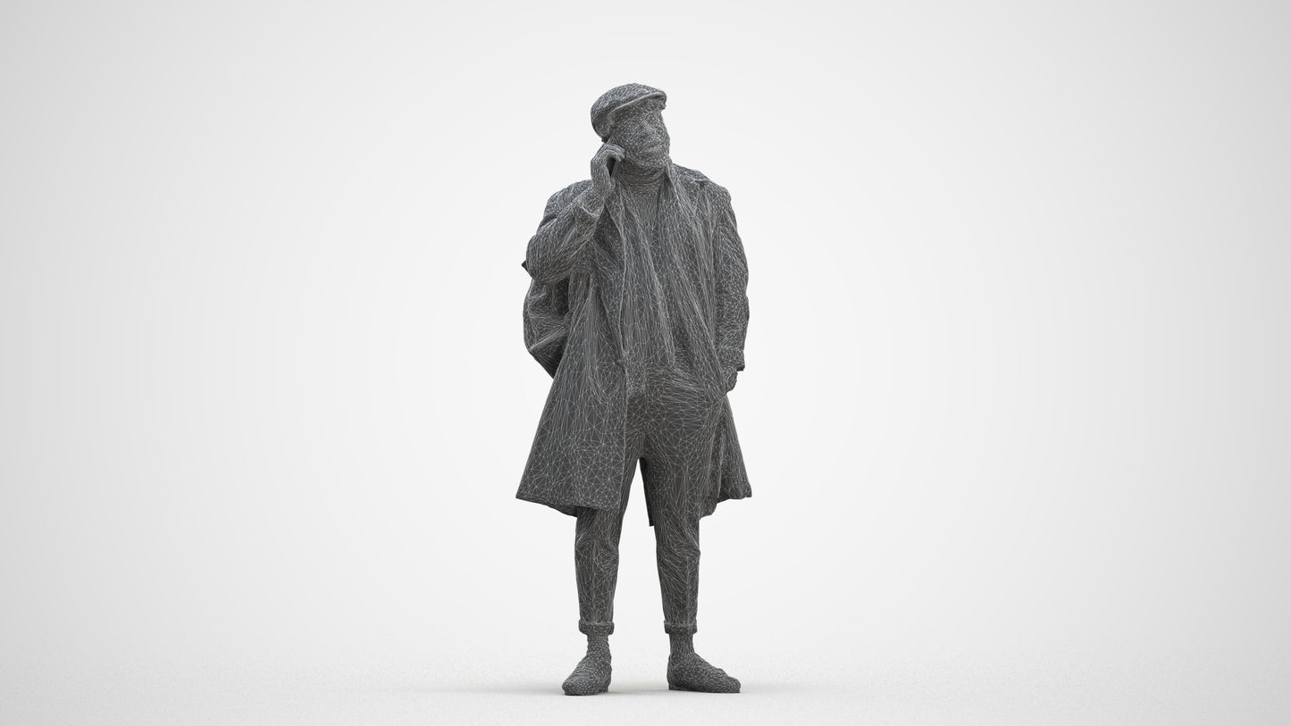 3D people model man casual standing, scanned human for 3ds Max rendering, three-quarter front view render