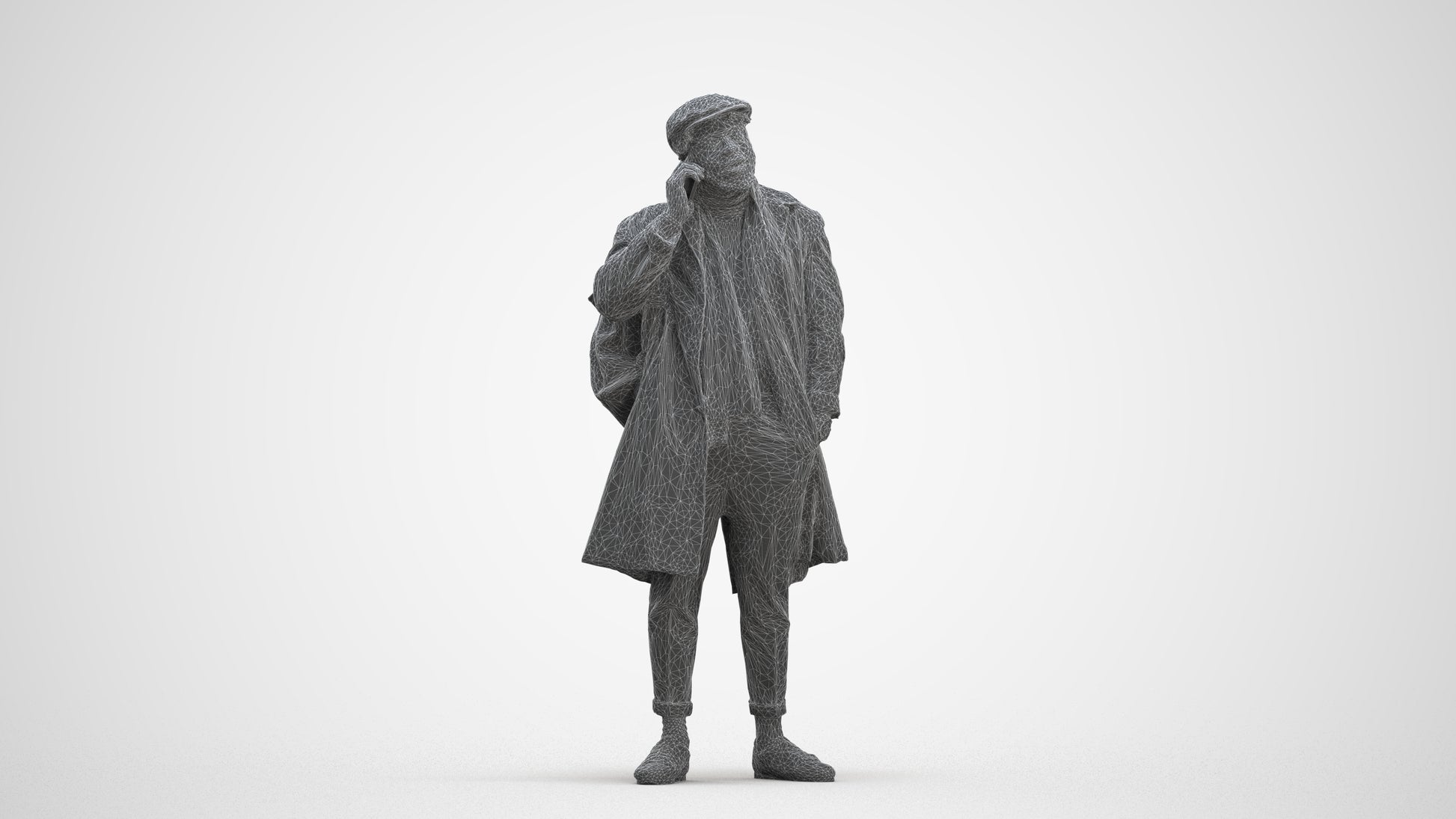 3D people model man casual standing, scanned human for 3ds Max rendering, three-quarter front view render