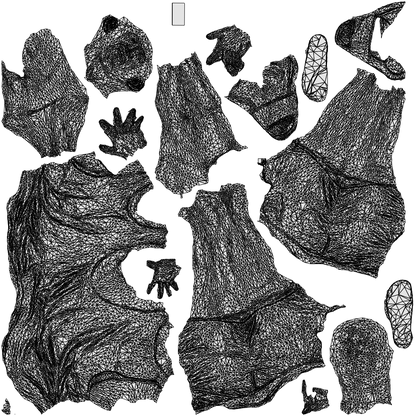 3D scanned man standing, photorealistic archviz people for Enscape and SketchUp, wireframe top-down view