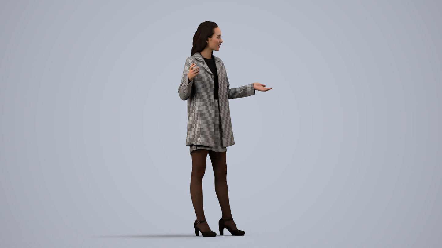 realistic 3D woman business, scanned archviz people for Blender and 3ds Max, side view render