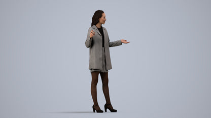 realistic 3D woman business, scanned archviz people for Blender and 3ds Max, side view render