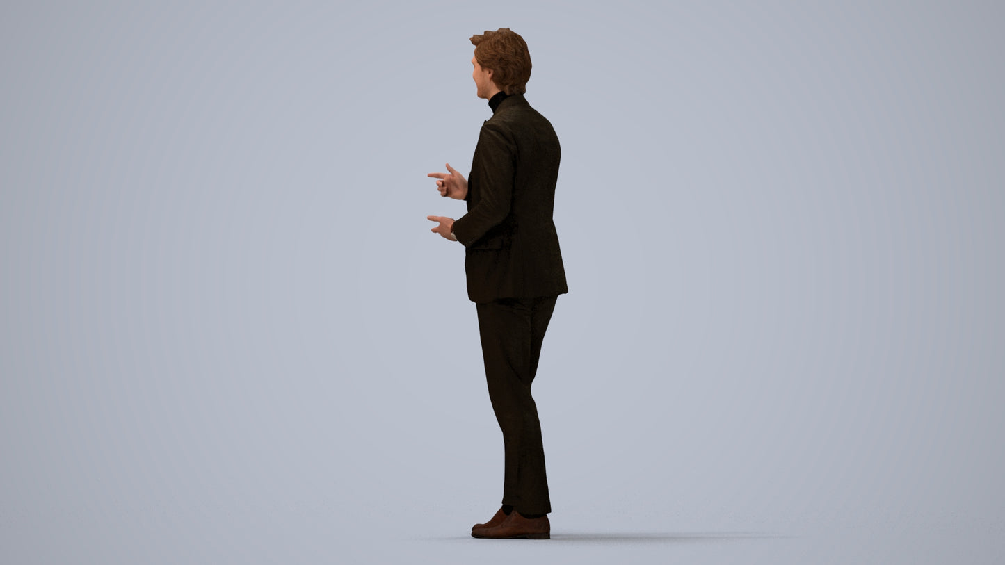 realistic 3D man business, scanned archviz people for Blender and 3ds Max, three-quarter view render