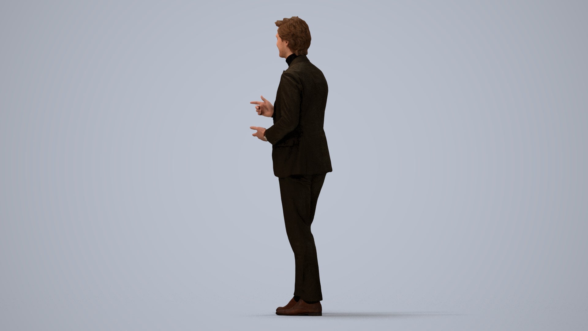 realistic 3D man business, scanned archviz people for Blender and 3ds Max, three-quarter view render