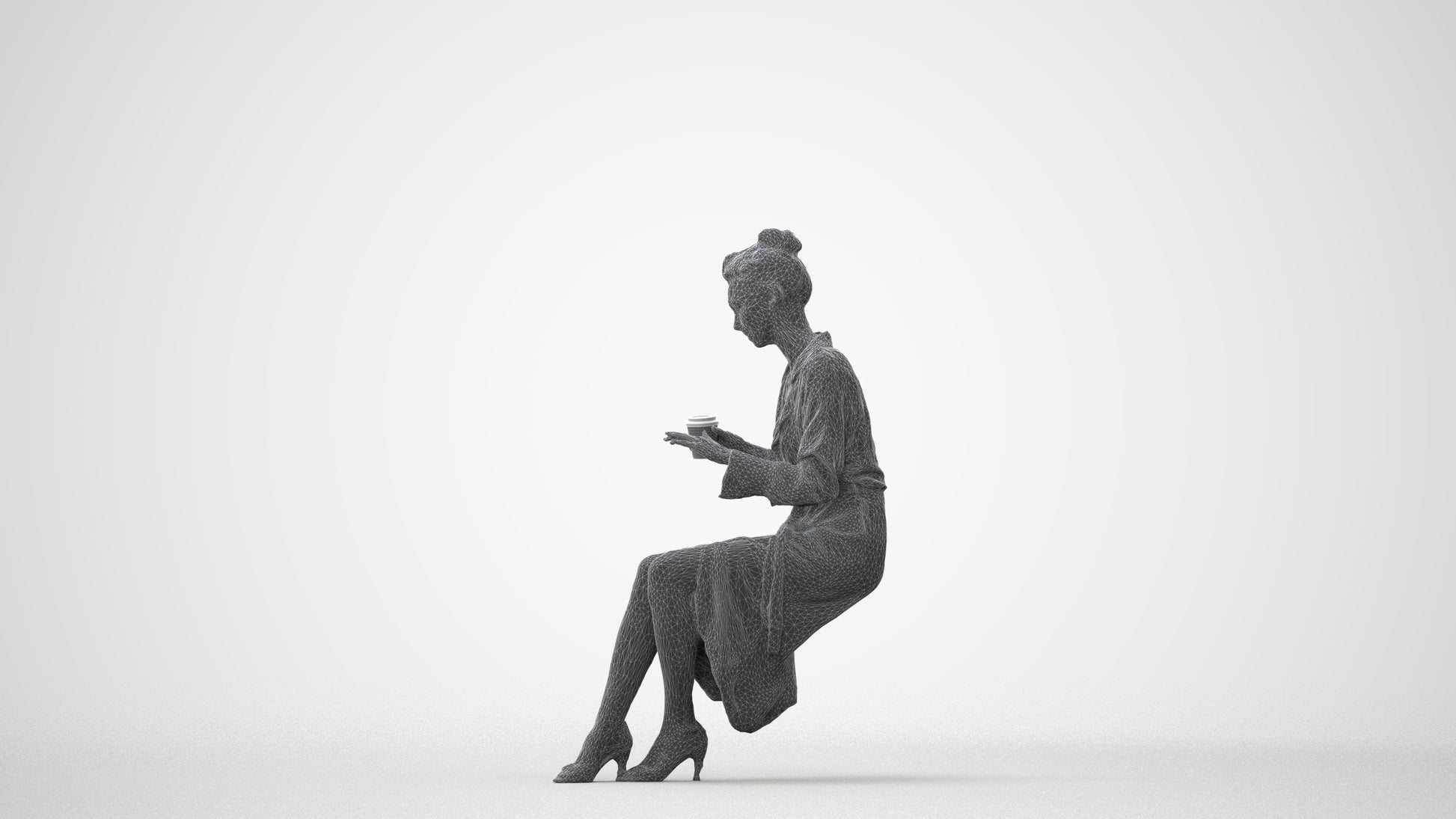 realistic 3D people woman casual sitting, render-ready for V-Ray and Corona, FBX OBJ, square thumbnail