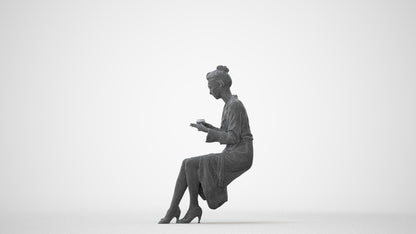 realistic 3D people woman casual sitting, render-ready for V-Ray and Corona, FBX OBJ, square thumbnail