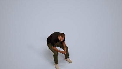 3D people model man casual sitting, scanned human for 3ds Max rendering, back view render