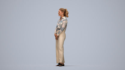 3D people model woman casual standing, scanned human for 3ds Max rendering, top-down view render