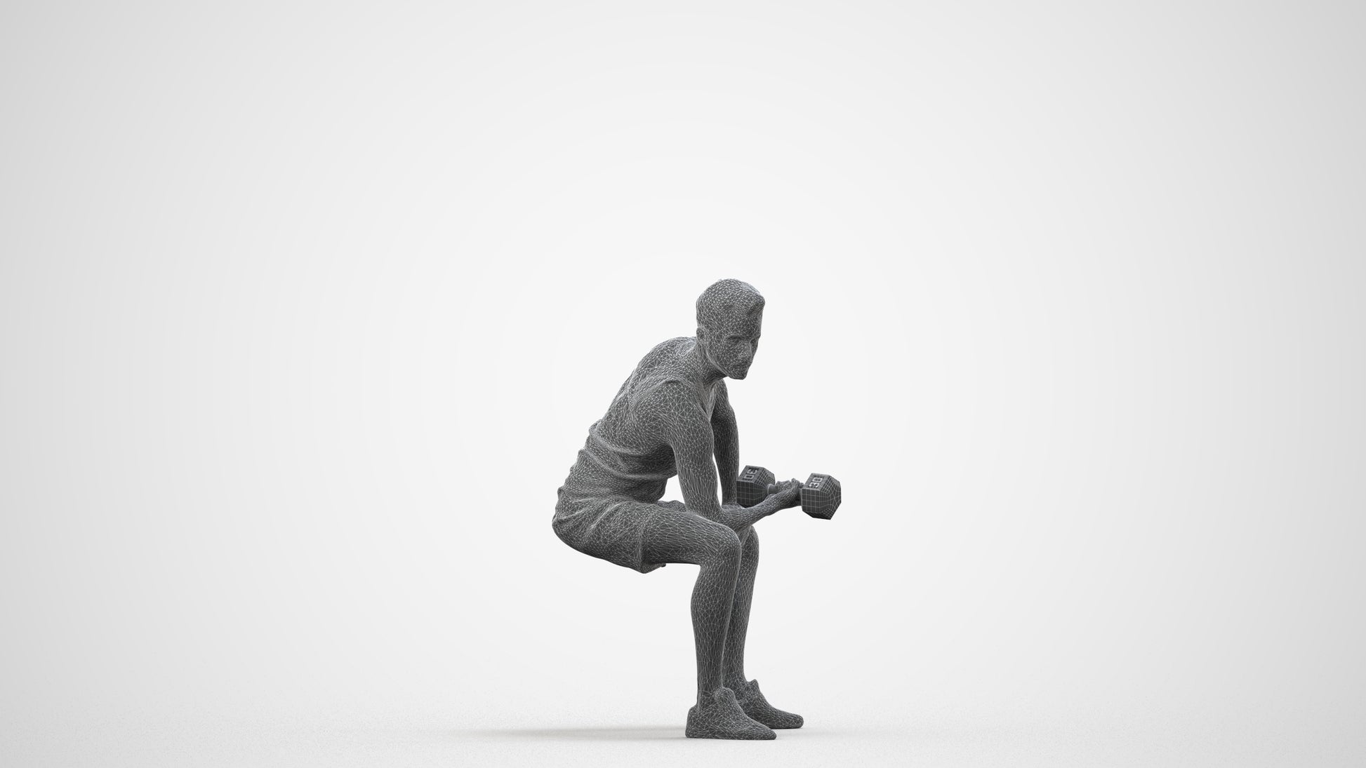 realistic 3D human man sport, archviz people FBX OBJ for Blender, wireframe side view