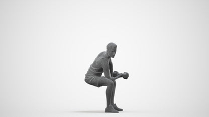 realistic 3D human man sport, archviz people FBX OBJ for Blender, wireframe side view