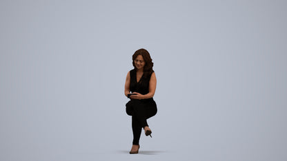 realistic 3D woman casual sitting, scanned archviz people for Blender and 3ds Max, standing pose render