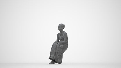 realistic 3D human woman casual sitting, archviz people FBX OBJ for Blender, wireframe back view