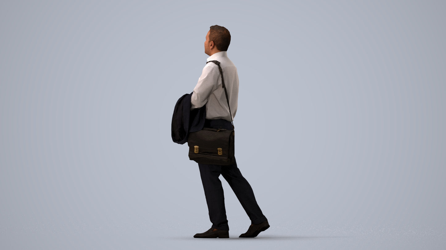 realistic 3D man business, scanned archviz people for Blender and 3ds Max, three-quarter view render