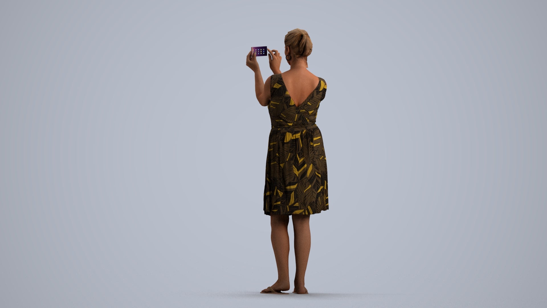 realistic 3D people woman casual standing, render-ready for V-Ray and Corona, FBX OBJ, front view render