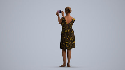 realistic 3D people woman casual standing, render-ready for V-Ray and Corona, FBX OBJ, front view render