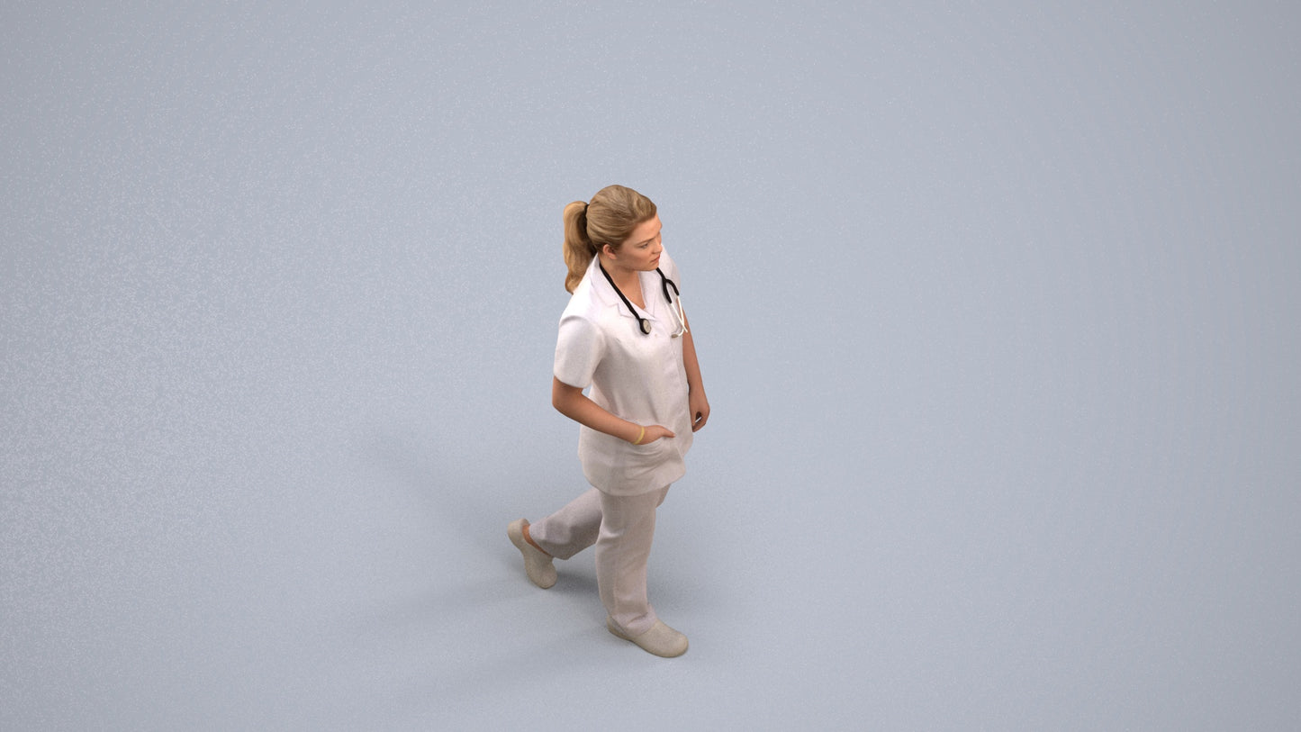 scanned 3D woman standing, photogrammetry people for Enscape and V-Ray, back view render