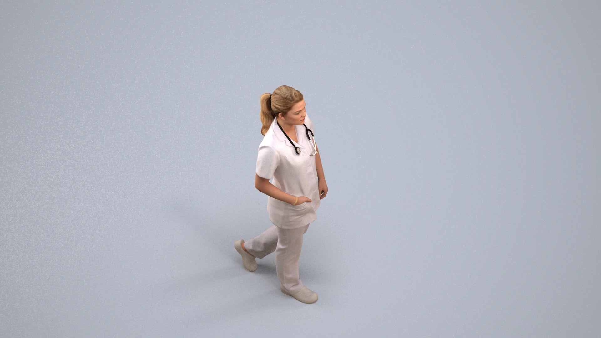scanned 3D woman standing, photogrammetry people for Enscape and V-Ray, back view render