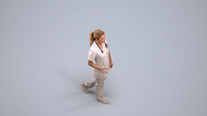 scanned 3D woman standing, photogrammetry people for Enscape and V-Ray, back view render