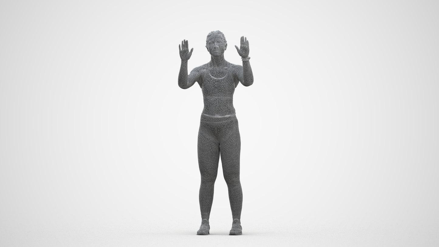 3D scanned woman sport, photorealistic archviz people for Enscape and SketchUp, three-quarter front view render