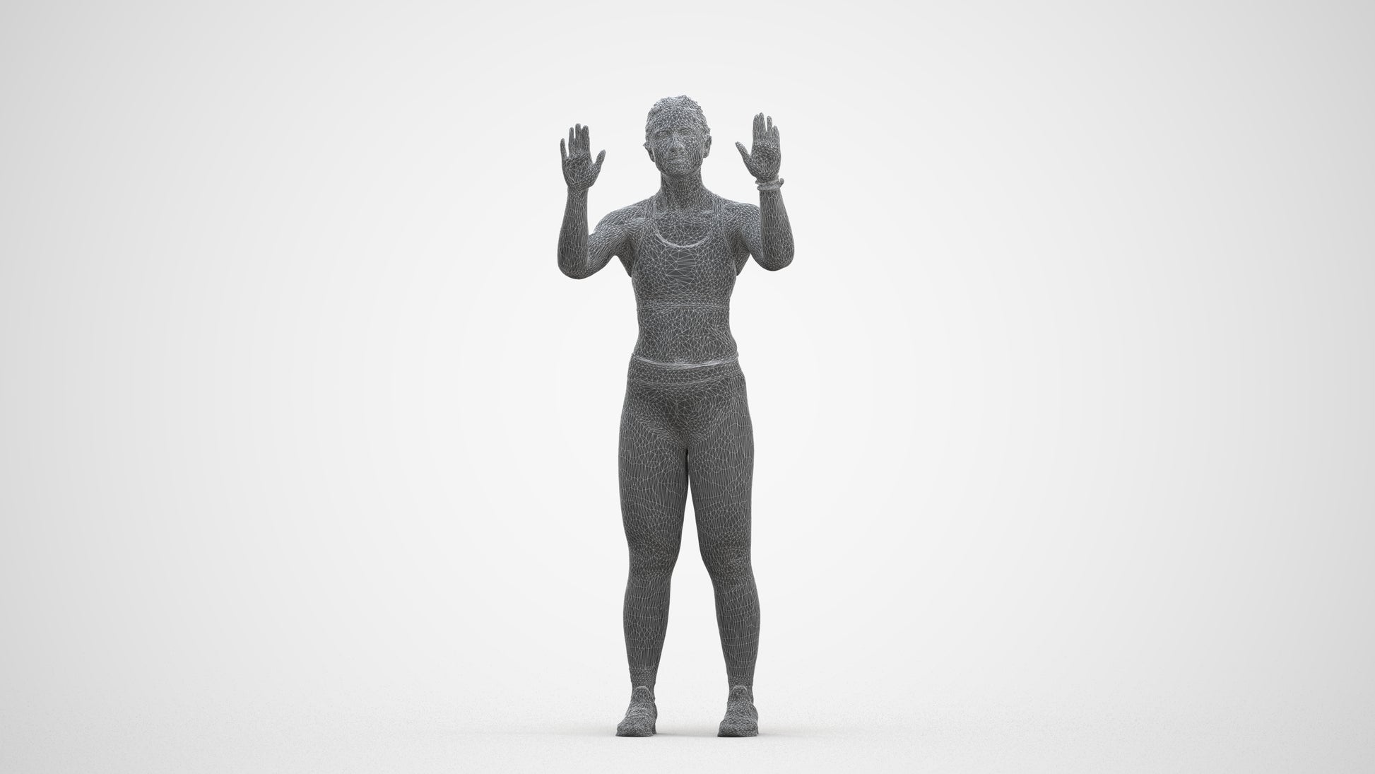 3D scanned woman sport, photorealistic archviz people for Enscape and SketchUp, three-quarter front view render
