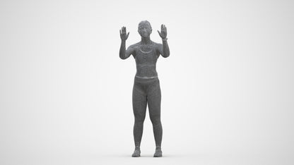 3D scanned woman sport, photorealistic archviz people for Enscape and SketchUp, three-quarter front view render