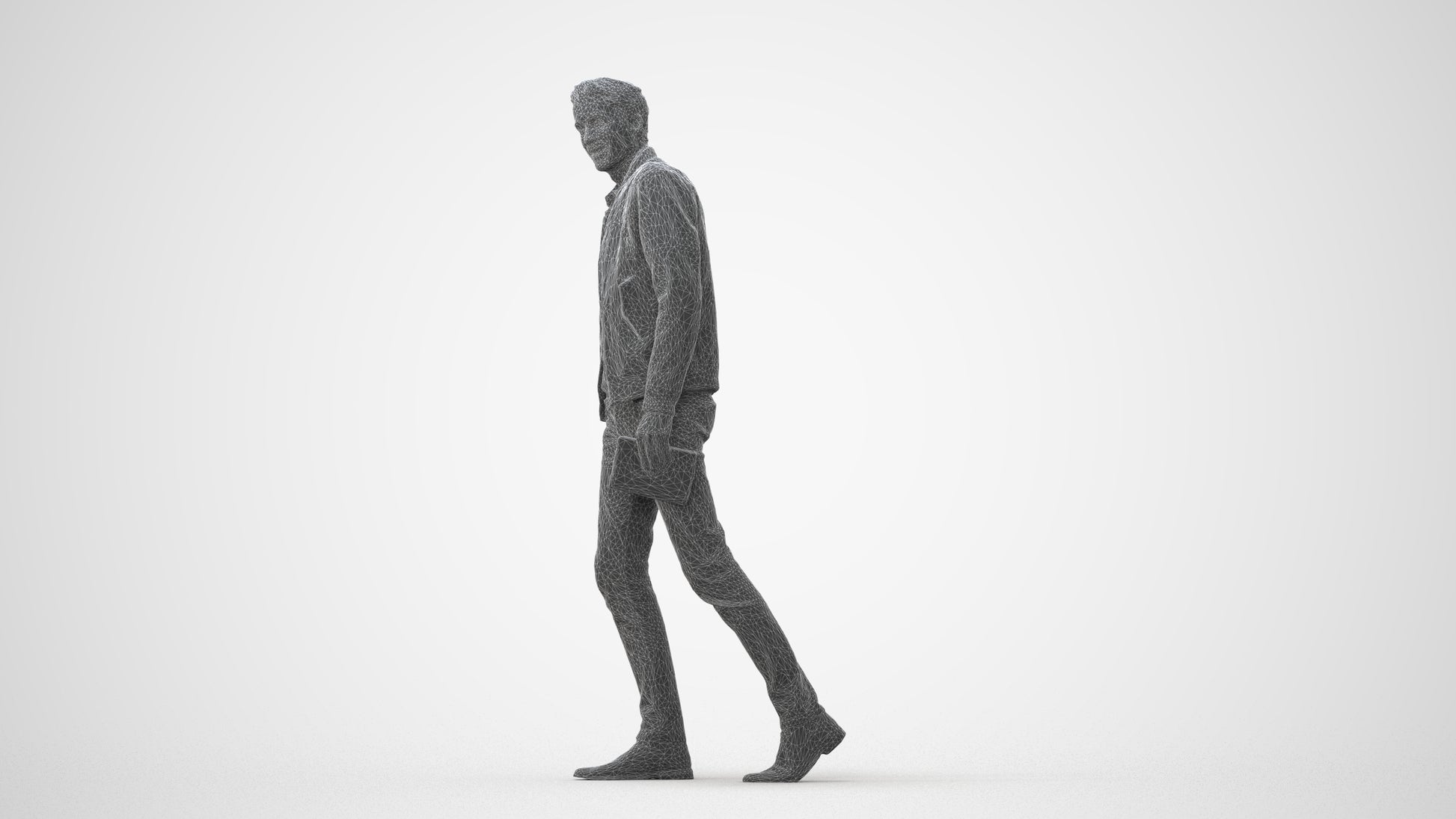 3D people model man casual walking, scanned human for 3ds Max rendering, square thumbnail