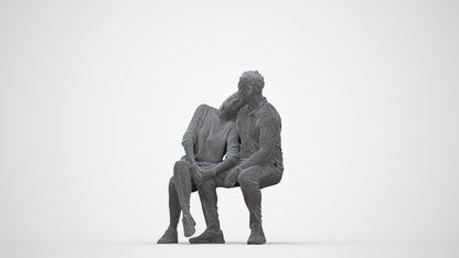 realistic 3D human woman casual couple, archviz people FBX OBJ for Blender, wireframe back view