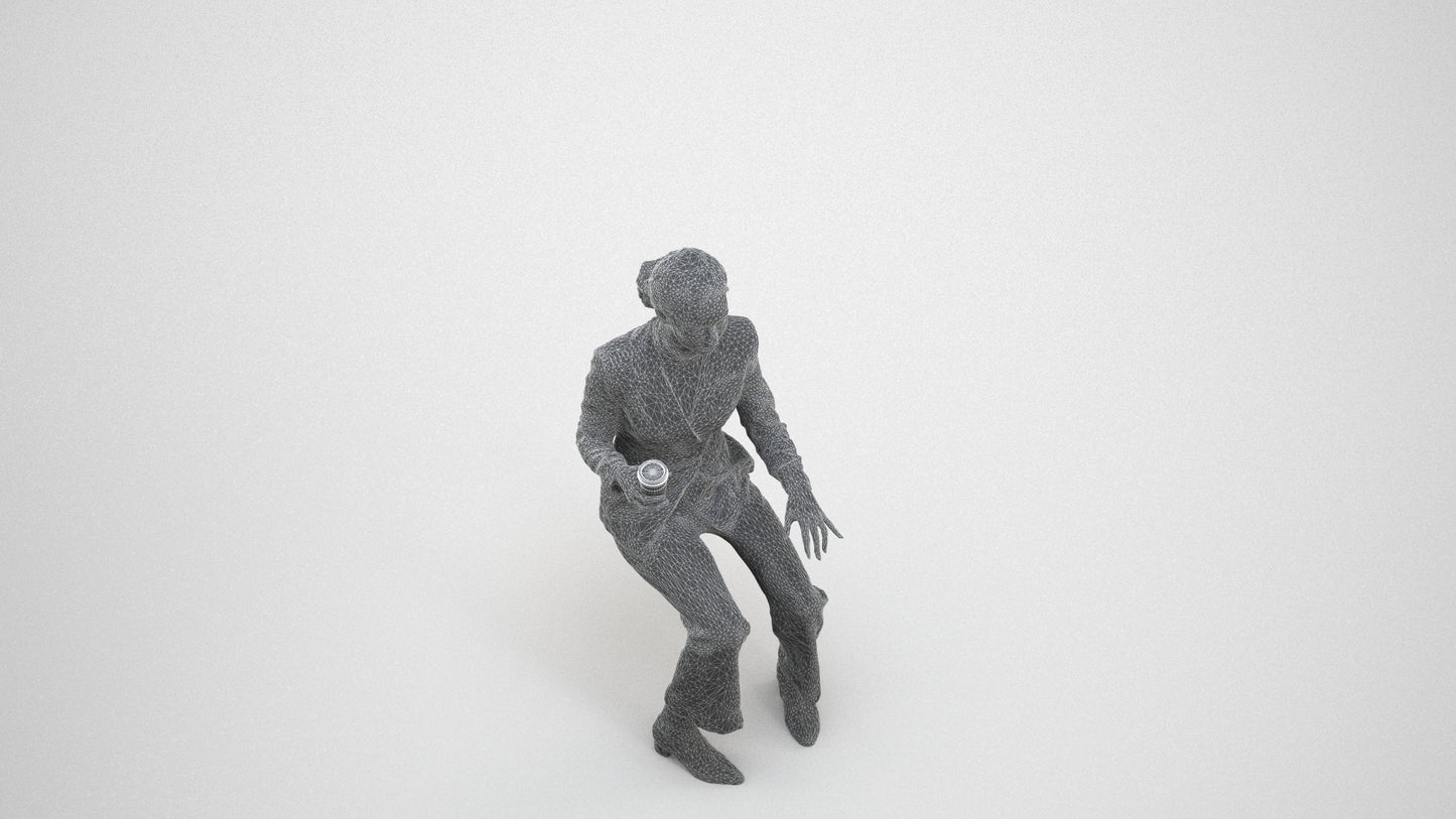 scanned 3D woman business, photogrammetry people for Enscape and V-Ray, wireframe three-quarter view