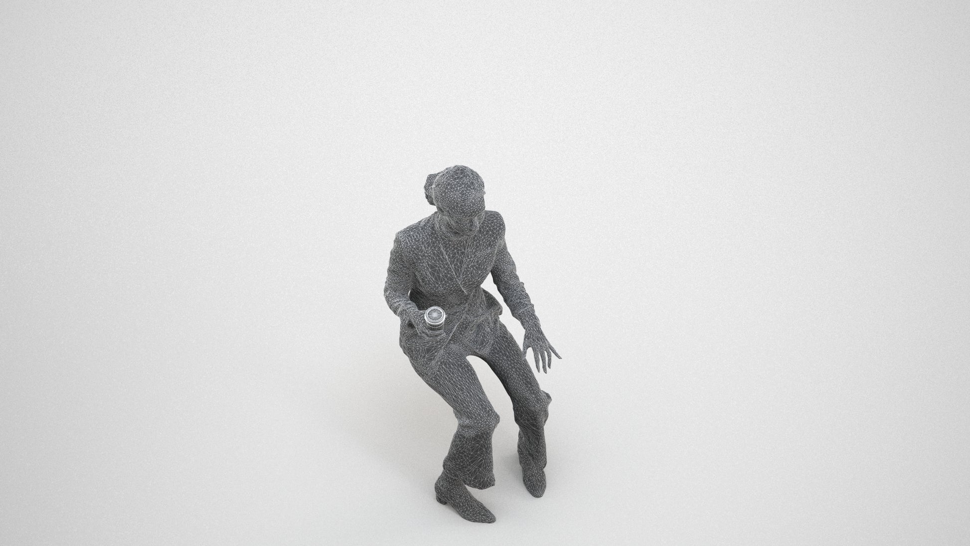 scanned 3D woman business, photogrammetry people for Enscape and V-Ray, wireframe three-quarter view