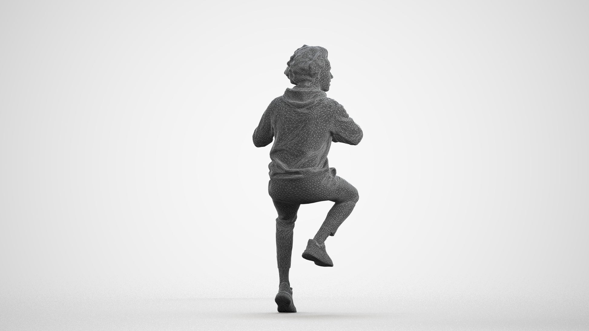 realistic 3D people man casual sitting, render-ready for V-Ray and Corona, FBX OBJ, wireframe front view