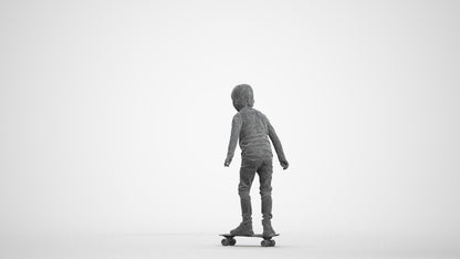 3D scanned boy kids casual, photorealistic archviz people for Enscape and SketchUp, wireframe front view