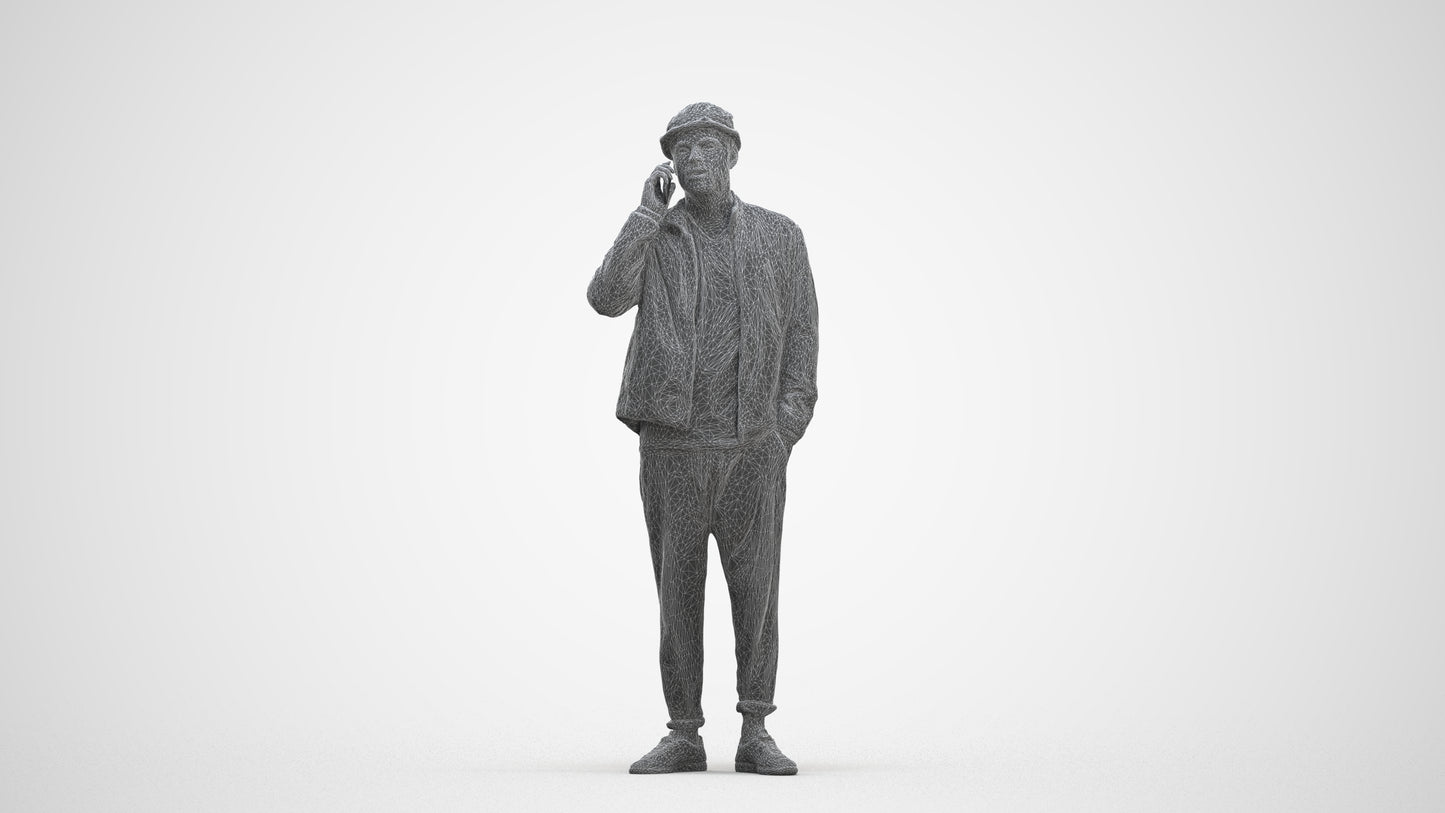 3D scanned man standing casual, photorealistic archviz people for Enscape and SketchUp, three-quarter front view render