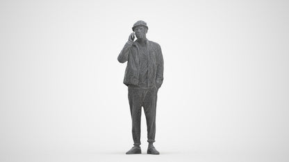 3D scanned man standing casual, photorealistic archviz people for Enscape and SketchUp, three-quarter front view render