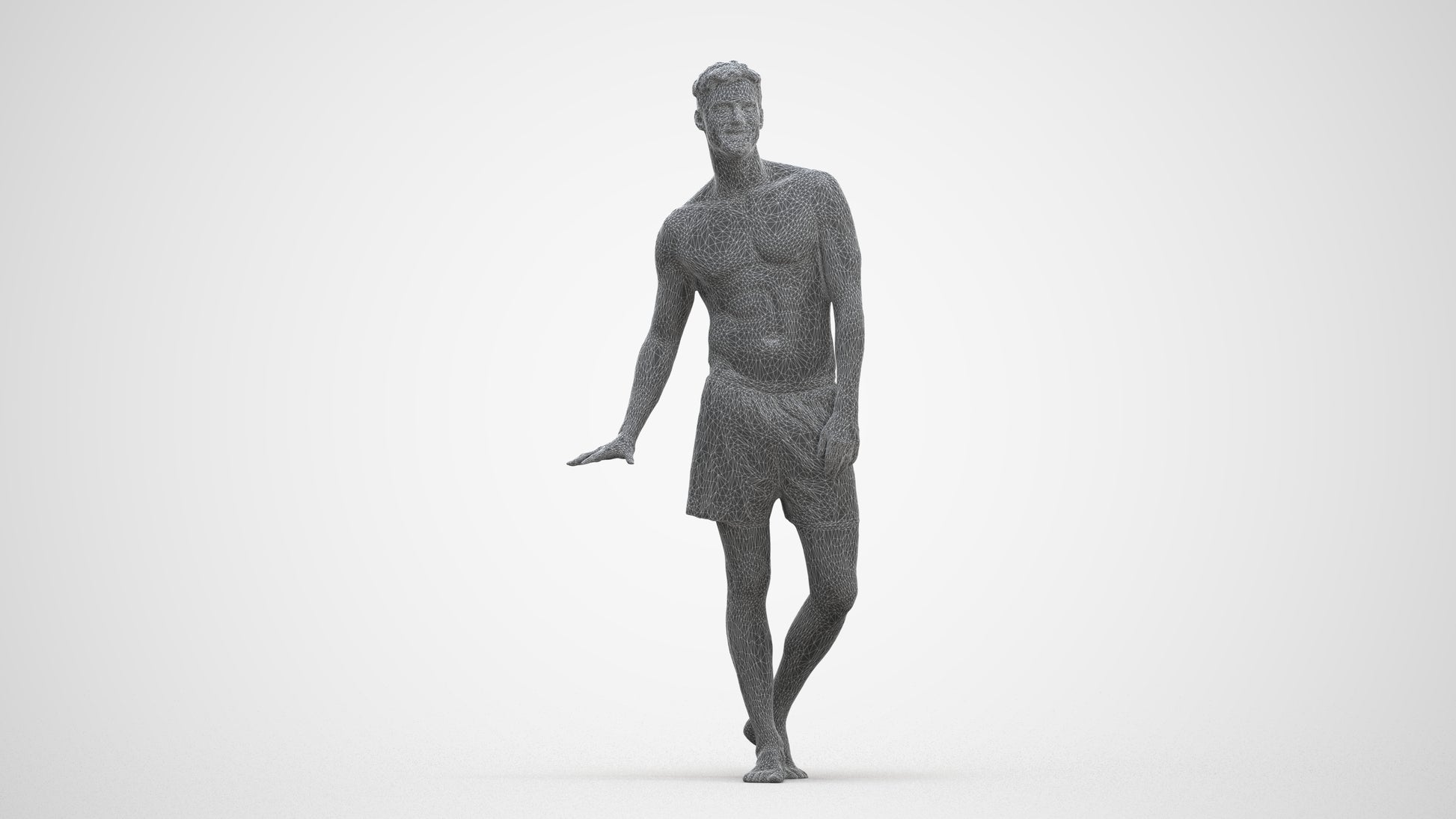 scanned 3D man pool, photogrammetry people for Enscape and V-Ray, three-quarter front view render