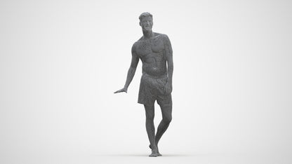 scanned 3D man pool, photogrammetry people for Enscape and V-Ray, three-quarter front view render
