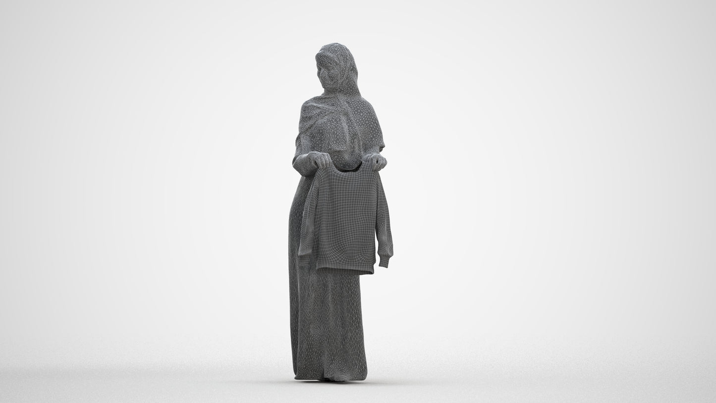 scanned 3D woman standing, photogrammetry people for Enscape and V-Ray, three-quarter front view render
