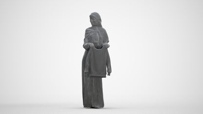 scanned 3D woman standing, photogrammetry people for Enscape and V-Ray, three-quarter front view render