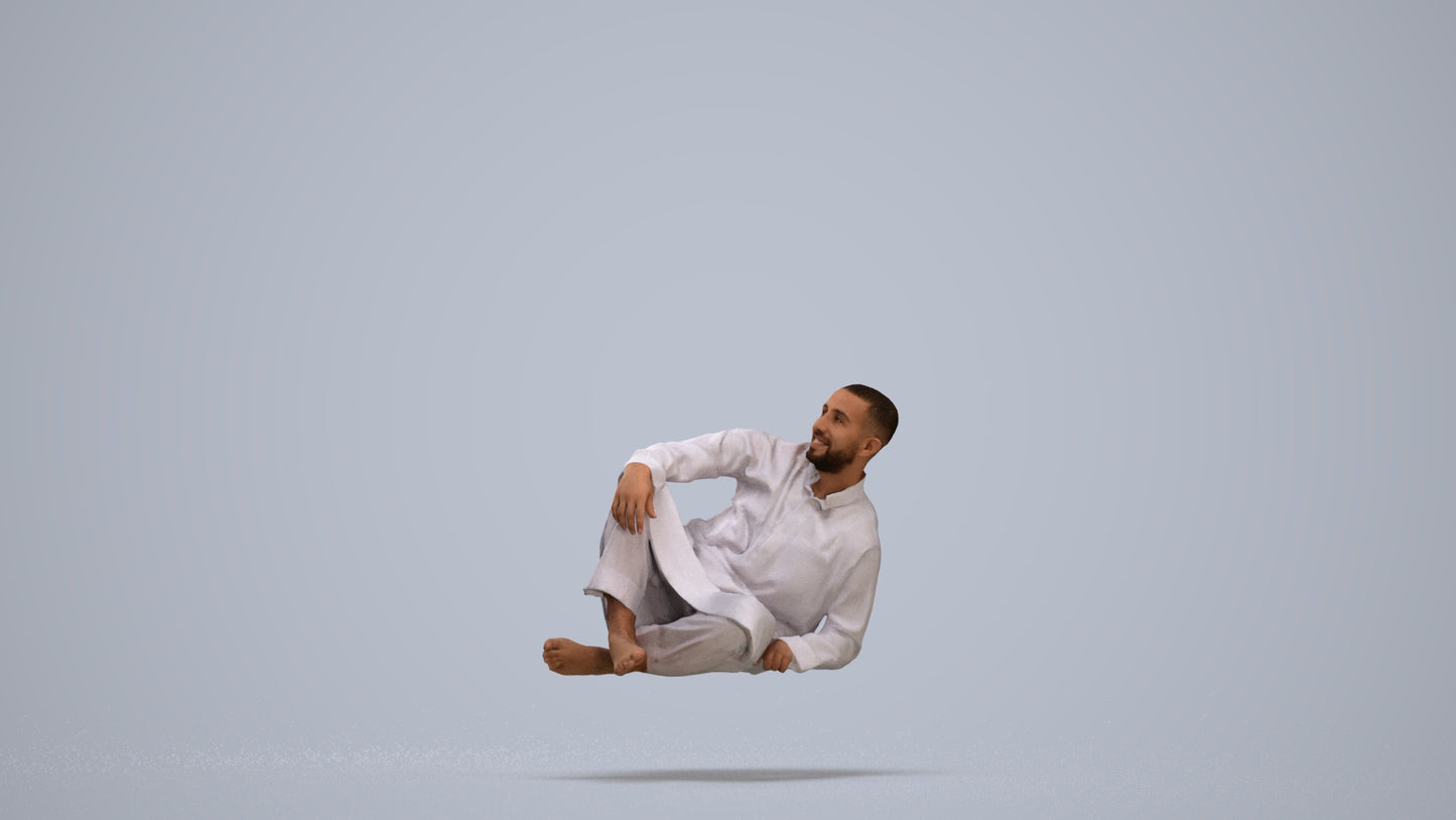 3D people model man casual sitting, scanned human for 3ds Max rendering, standing pose render