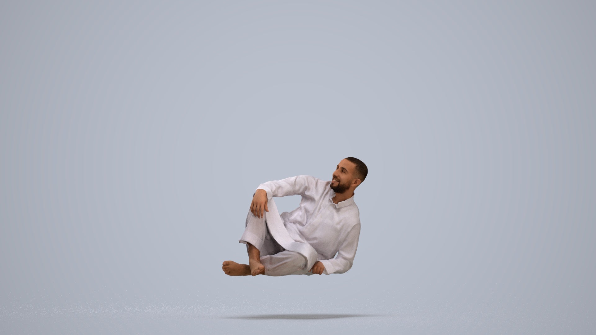 3D people model man casual sitting, scanned human for 3ds Max rendering, standing pose render