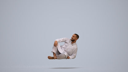 3D people model man casual sitting, scanned human for 3ds Max rendering, standing pose render