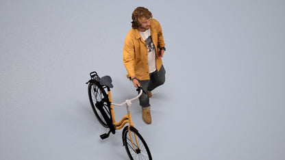 realistic 3D people man casual cycling, render-ready for V-Ray and Corona, FBX OBJ, back view render