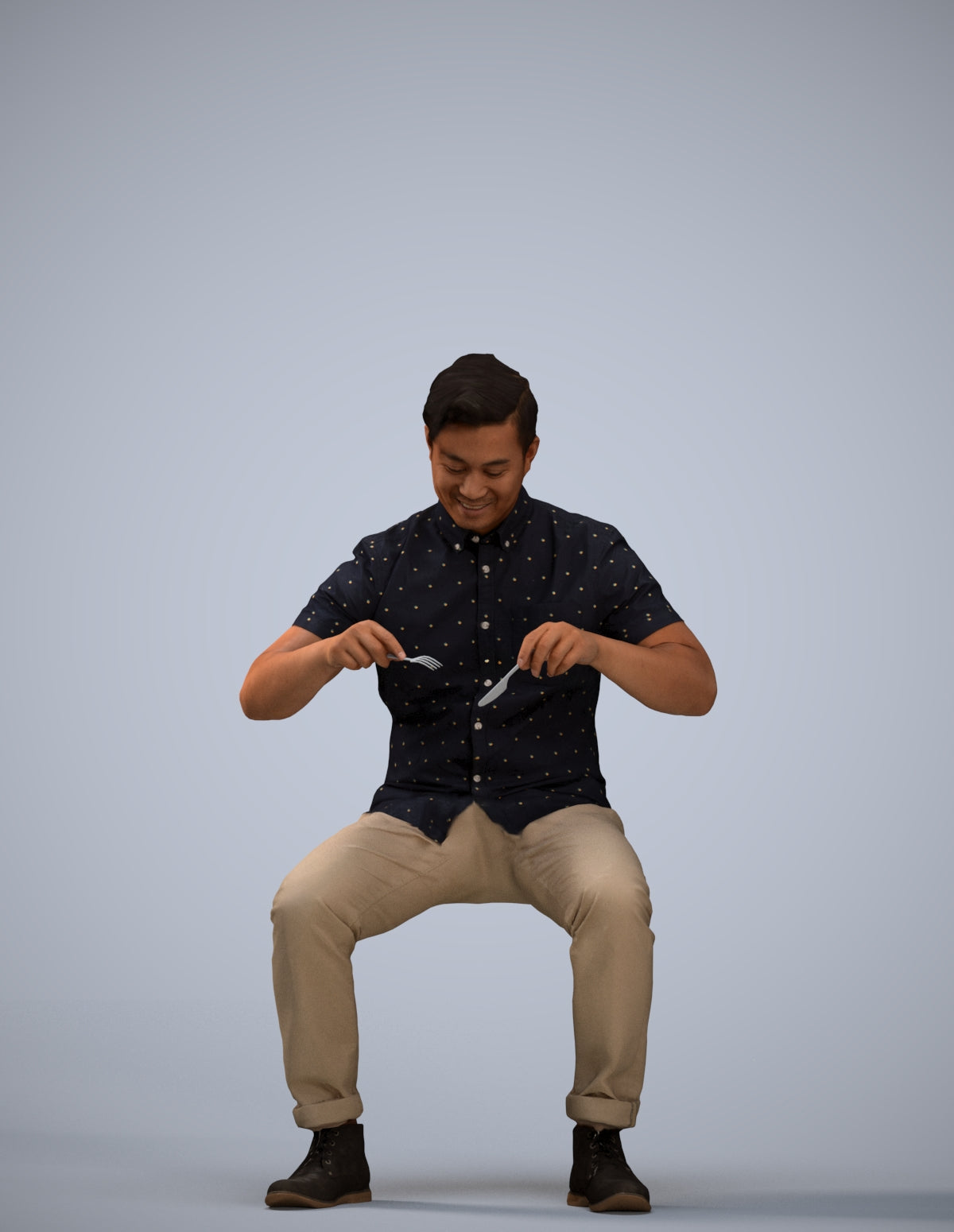 scanned 3D man casual business, photogrammetry people for Enscape and V-Ray