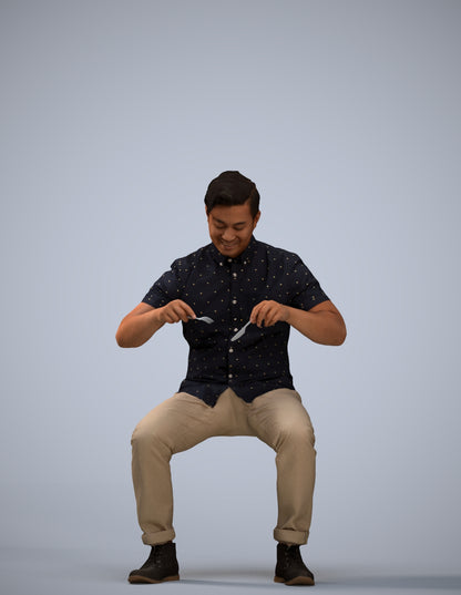 scanned 3D man casual business, photogrammetry people for Enscape and V-Ray