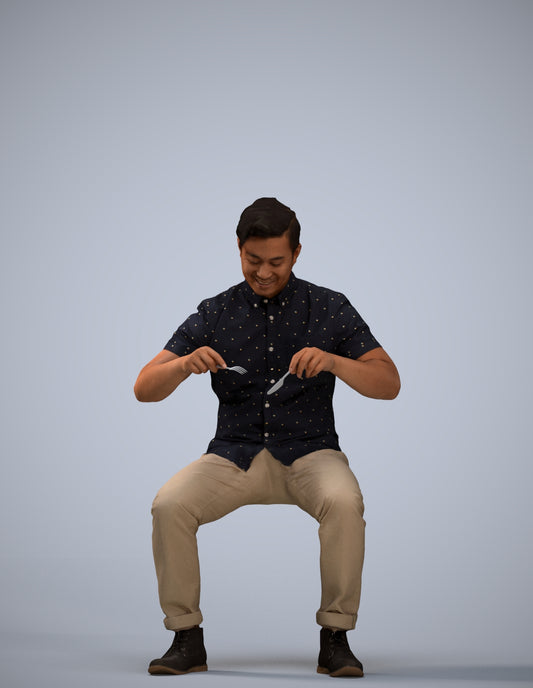 scanned 3D man casual business, photogrammetry people for Enscape and V-Ray