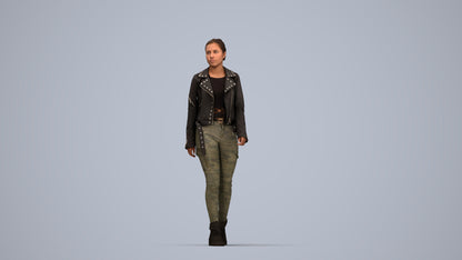 3D people model woman casual walking, scanned human for 3ds Max rendering, top-down view render