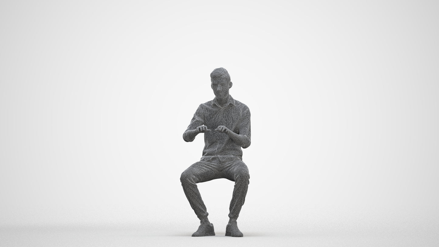 realistic 3D man casual business, scanned archviz people for Blender and 3ds Max, three-quarter front view render